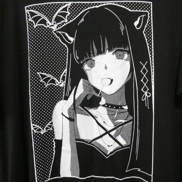 ROMWE | 2XL | Black Anime Graphic T-Shirt With Gothic Design - Picture 1 of 14